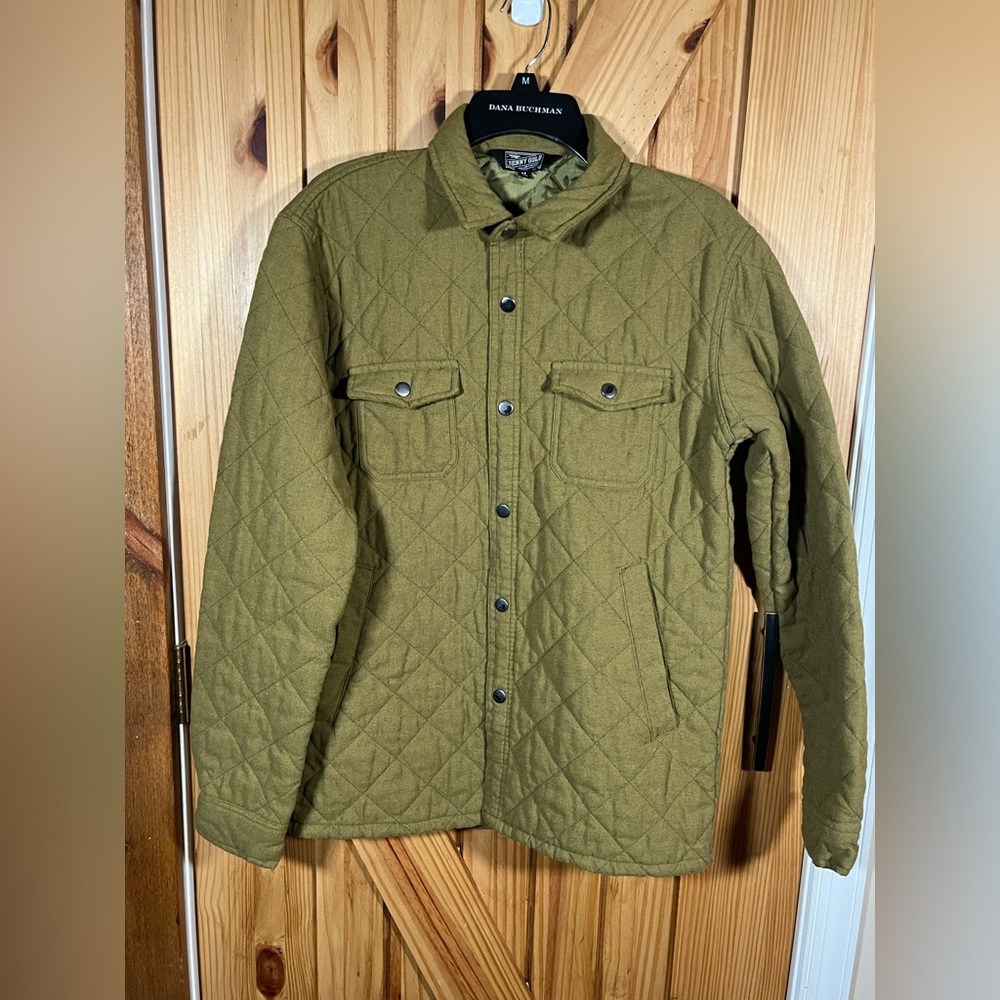 Benny Gold Men's Green Camo Military Quilted Shirt Jacket Size Medium